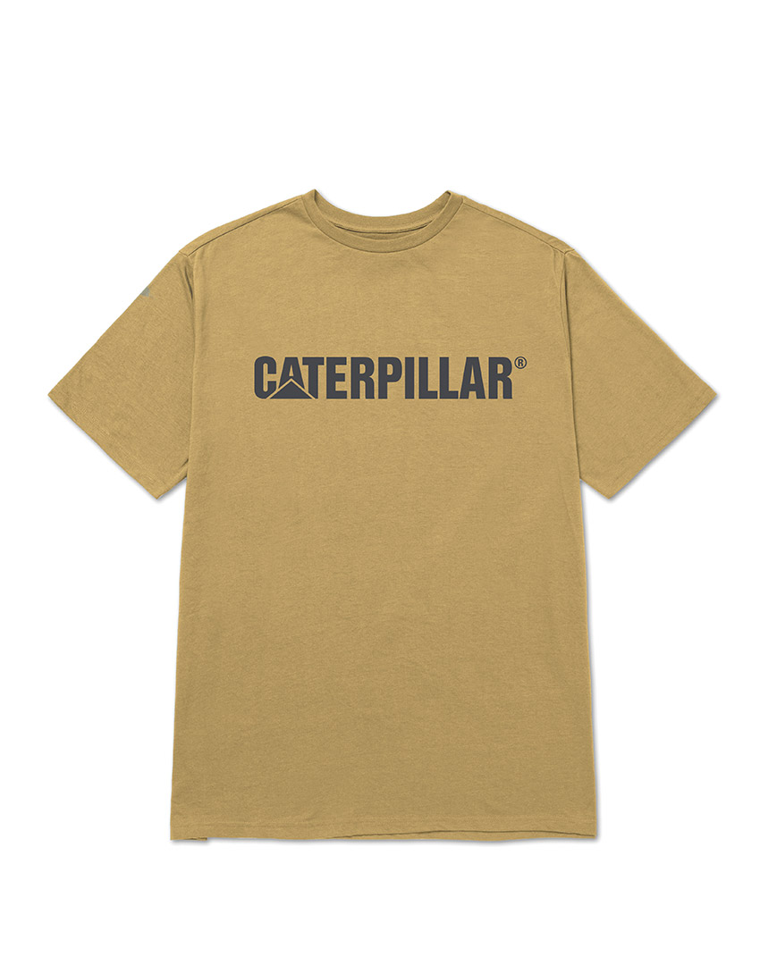 CAT LOGO TEE FALL LEAF WSHD BLK
